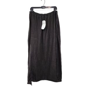 Cynthia Ashby Women's 100% Linen Vintage Peasant Style Maxi Kick Skirt - L